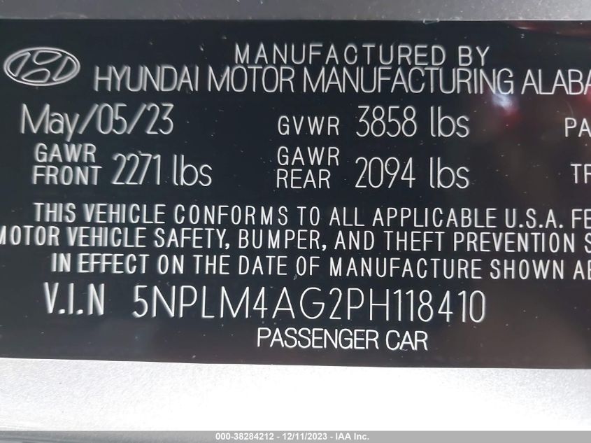 2023 HYUNDAI ELANTRA SEL - 5NPLM4AG2PH118410