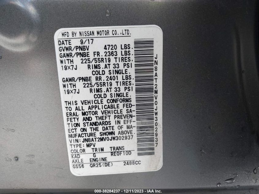 2018 NISSAN ROGUE SL - JN8AT2MV0JW302937