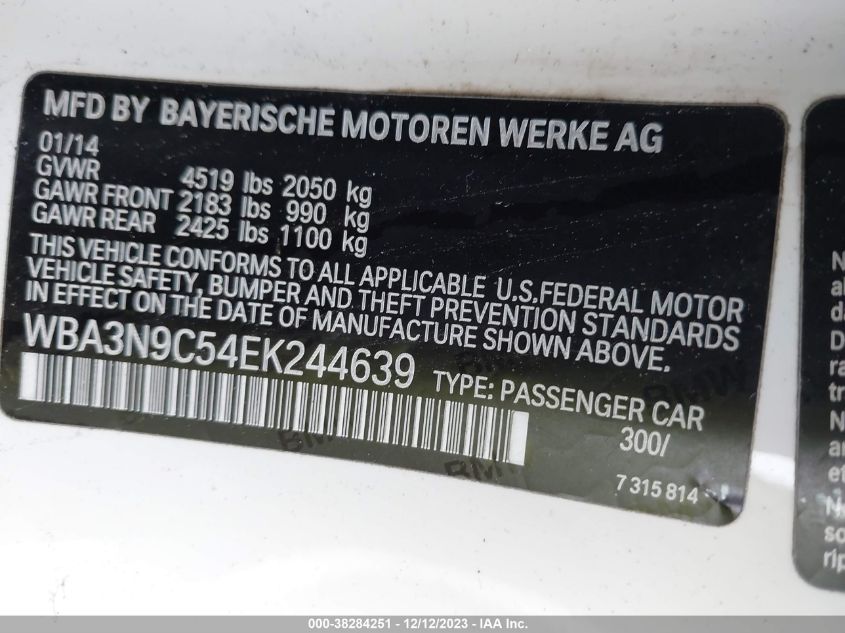 2014 BMW 428I XDRIVE - WBA3N9C54EK244639