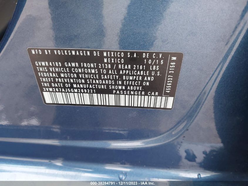 2016 VOLKSWAGEN JETTA 1.4T S - 3VW267AJ5GM269221