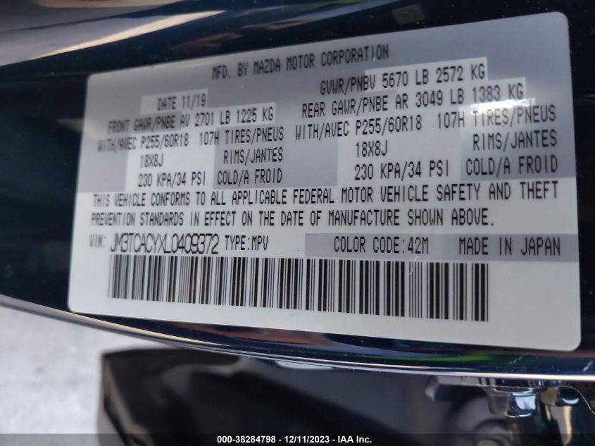 2020 MAZDA CX-9 TOURING - JM3TCACYXL0409372