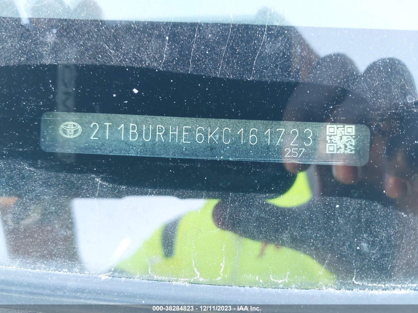 VIN 2T1BURHE6KC161723 2019 TOYOTA COROLLA L/LE/XLE/SE/XSE