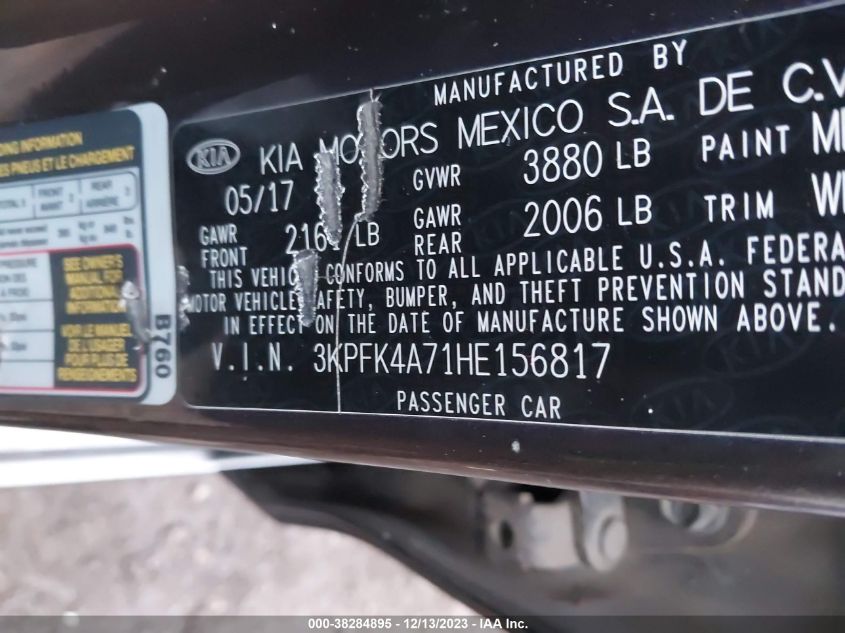 2017 KIA FORTE LX - 3KPFK4A71HE156817