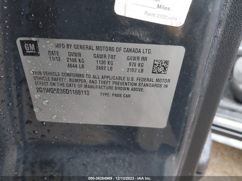 2013 CHEVROLET IMPALA LT - 2G1WG5E36D1188113