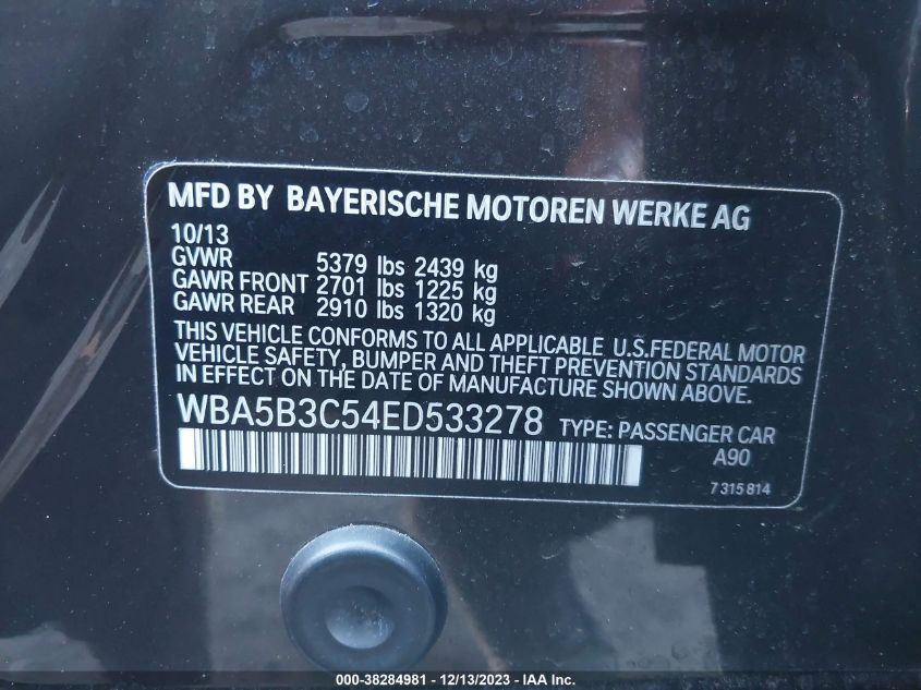 2014 BMW 535I XDRIVE - WBA5B3C54ED533278