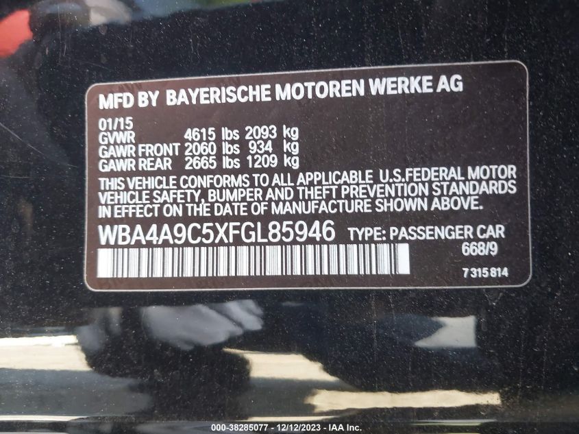 2015 BMW 428 GRAN COUPE - WBA4A9C5XFGL85946