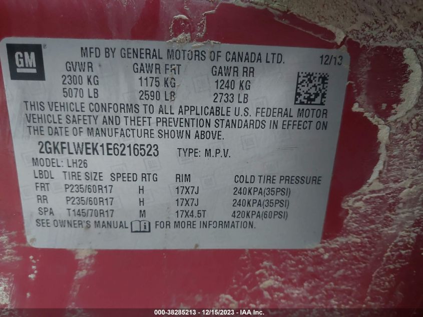 2014 GMC TERRAIN SLE - 2GKFLWEK1E6216523