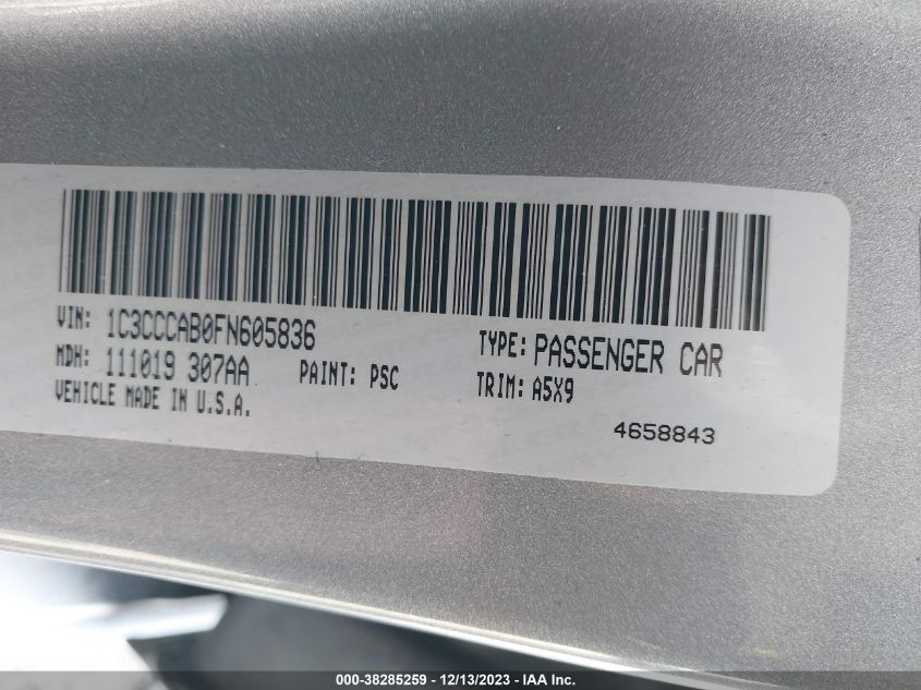 2015 CHRYSLER 200 LIMITED - 1C3CCCAB0FN605836