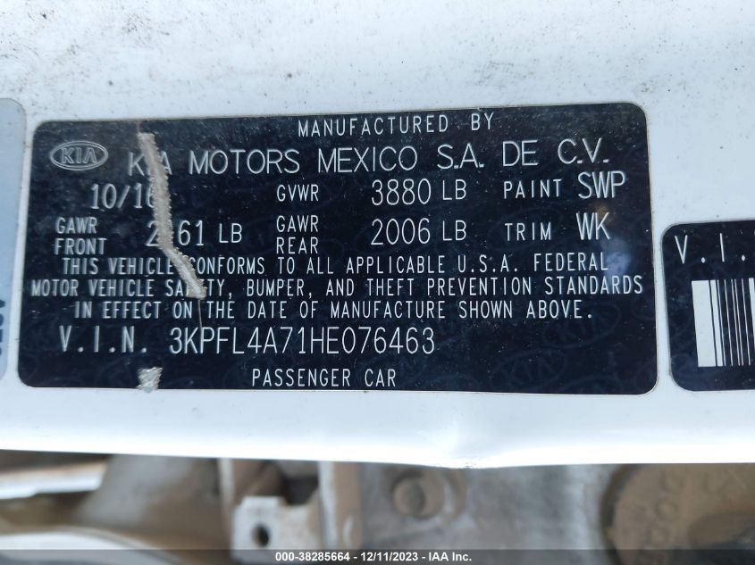 2017 KIA FORTE LX - 3KPFL4A71HE076463