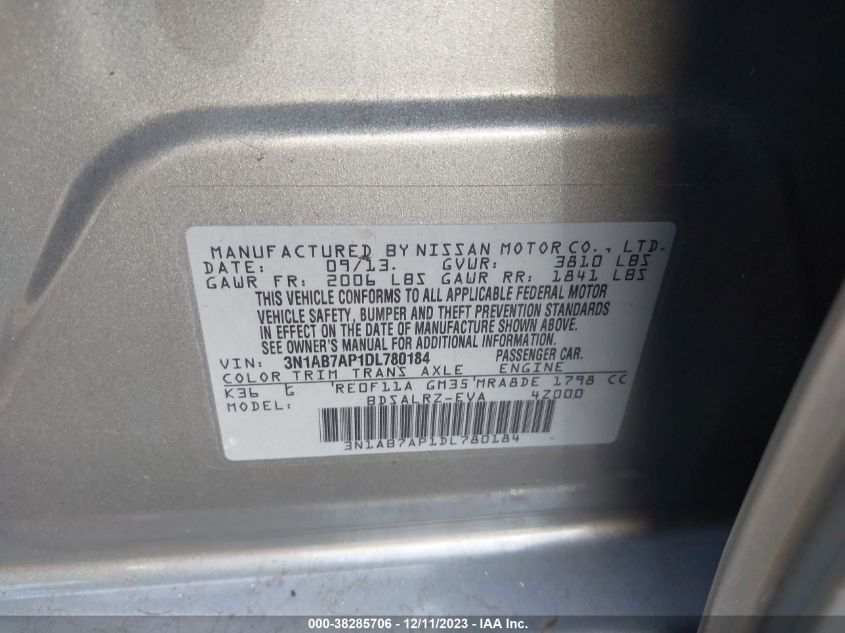 2013 NISSAN SENTRA SR - 3N1AB7AP1DL780184