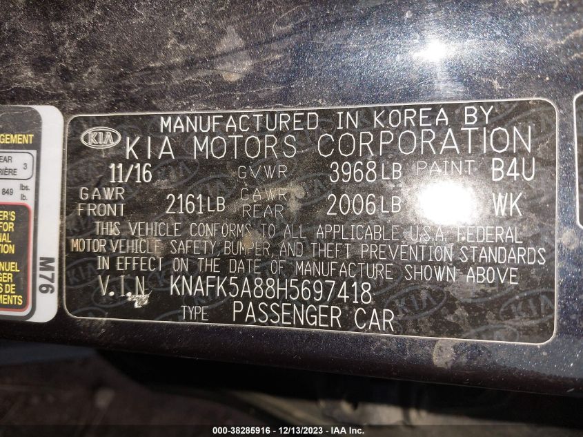 2017 KIA FORTE LX - KNAFK5A88H5697418