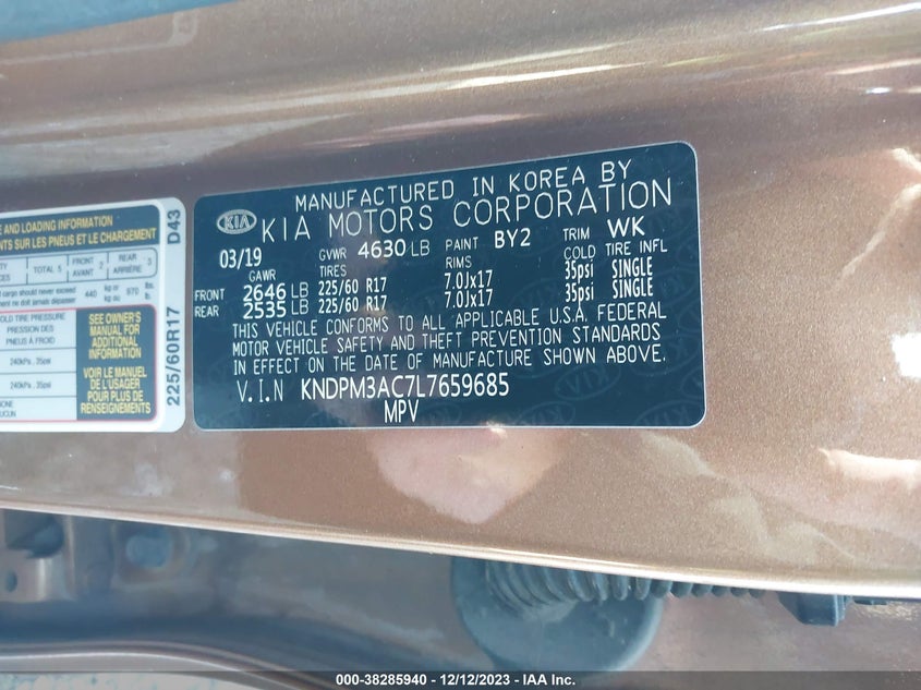 VIN KNDPM3AC7L7659685 2020 KIA SPORTAGE LX