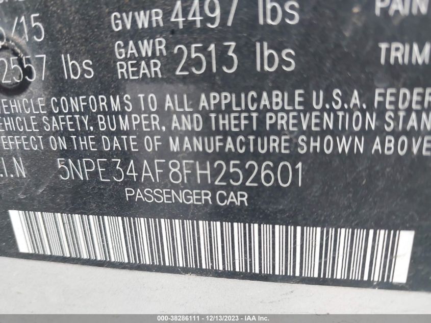 2015 HYUNDAI SONATA SPORT - 5NPE34AF8FH252601