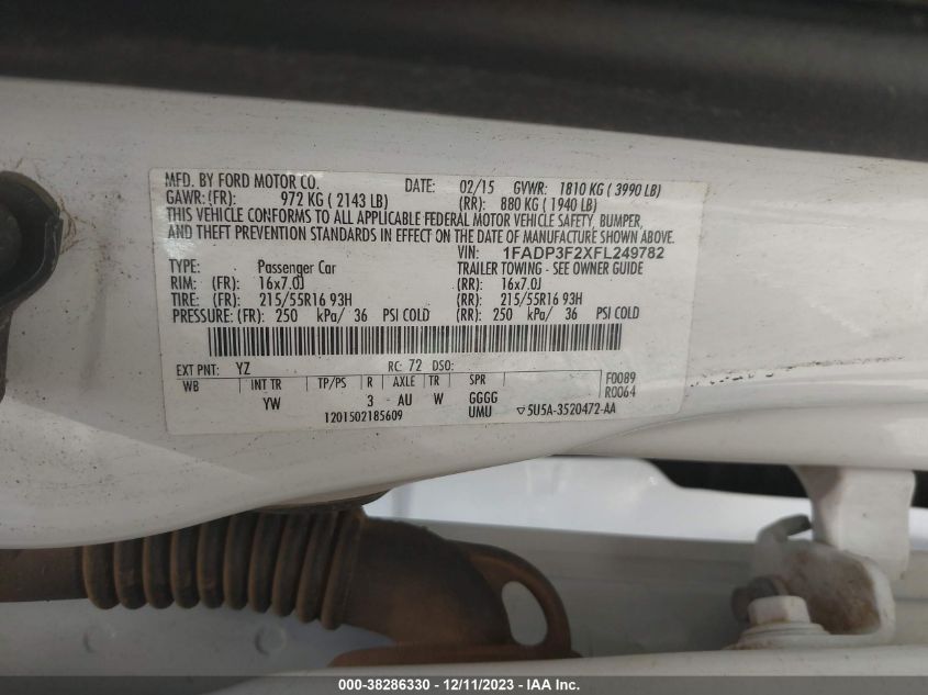 2015 FORD FOCUS SE - 1FADP3F2XFL249782