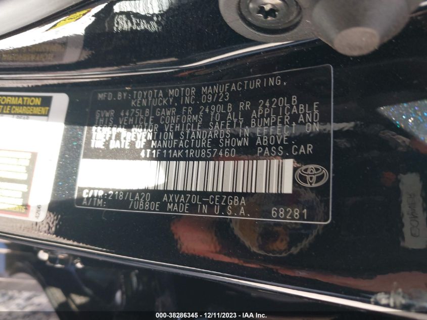 2024 TOYOTA CAMRY XLE - 4T1F11AK1RU857460