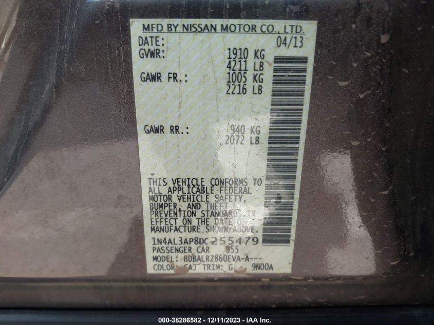 2013 NISSAN ALTIMA 2.5 S - 1N4AL3AP8DC255479