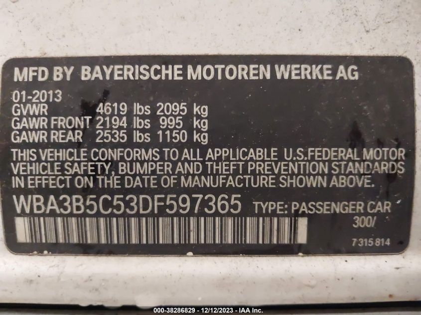 2013 BMW 328I XDRIVE - WBA3B5C53DF597365