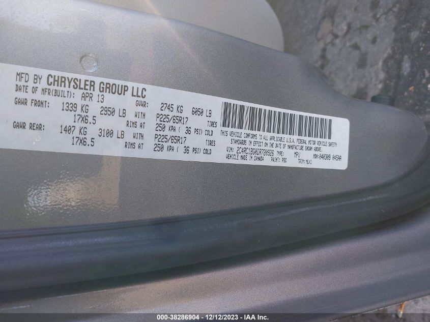 2013 CHRYSLER TOWN  COUNTRY TOURING - 2C4RC1BG0DR720926
