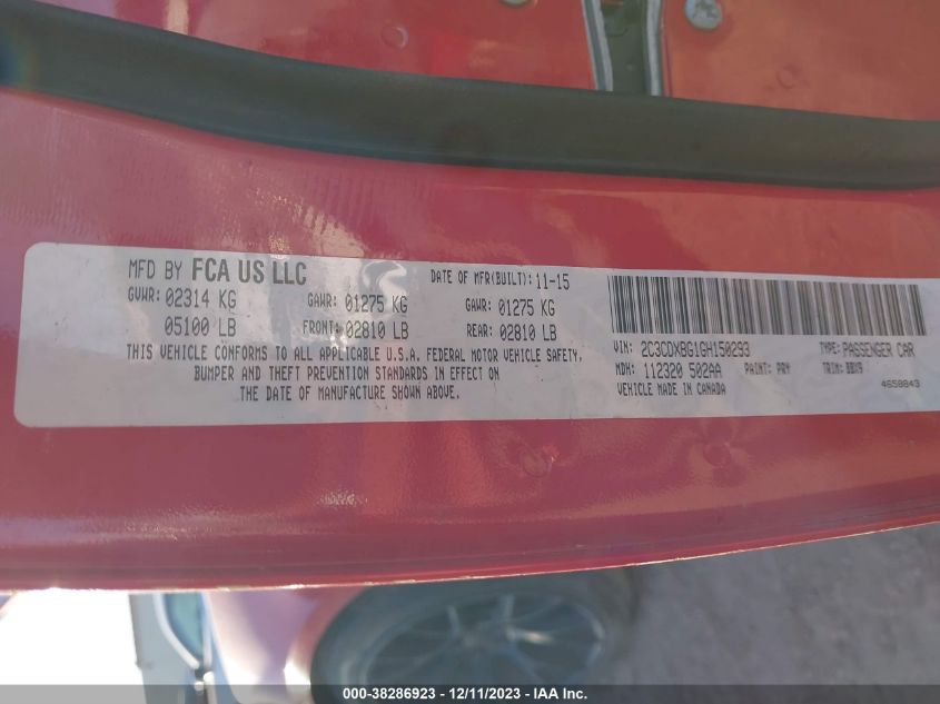 2016 DODGE CHARGER SE - 2C3CDXBG1GH150293