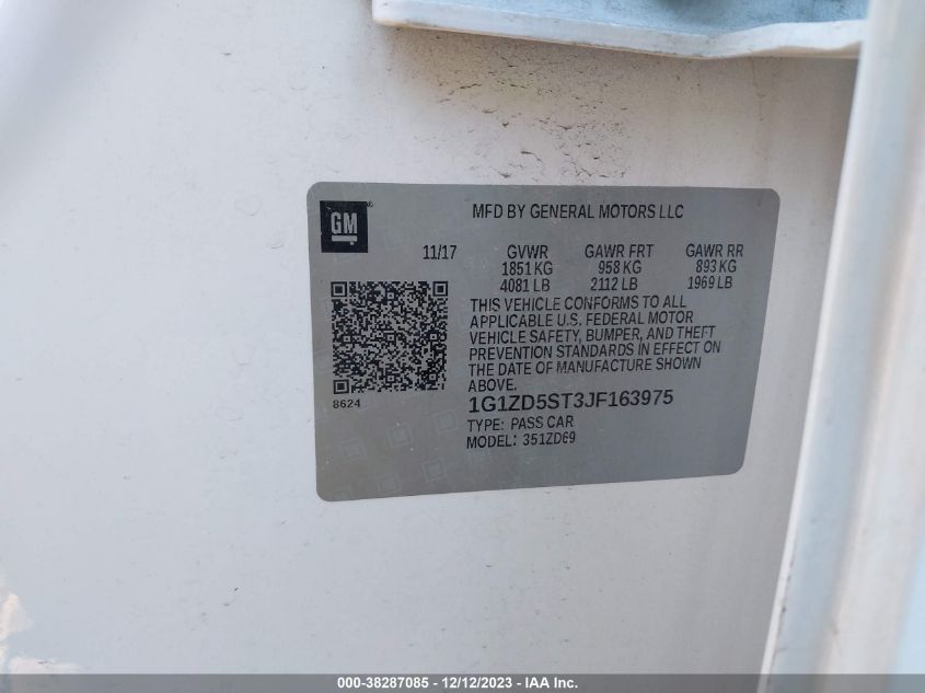 2018 CHEVROLET MALIBU LT - 1G1ZD5ST3JF163975