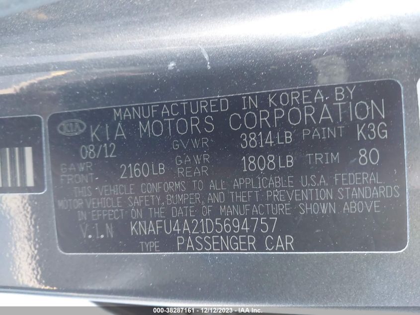 2013 KIA FORTE EX - KNAFU4A21D5694757