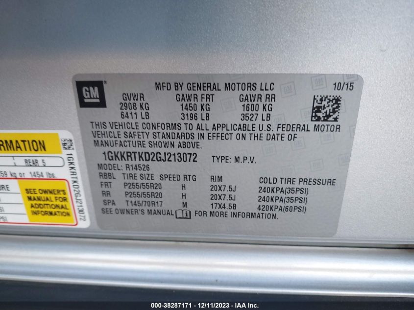 2016 GMC ACADIA DENALI - 1GKKRTKD2GJ213072