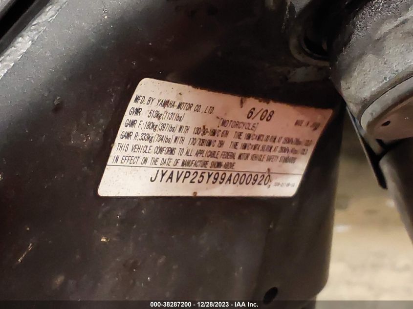 2009 YAMAHA XVS1300 CTC - JYAVP25Y99A000920