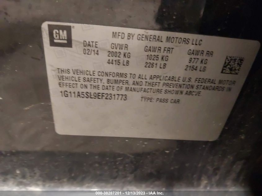 1G11A5SL9EF231773 | 2014 CHEVROLET MALIBU