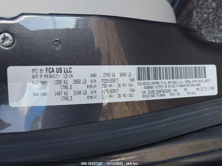 2015 CHRYSLER TOWN  COUNTRY TOURING - 2C4RC1BG8FR656055
