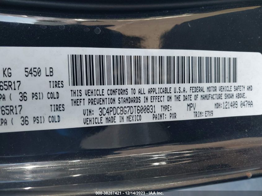 2013 DODGE JOURNEY SXT - 3C4PDCBG7DT600831