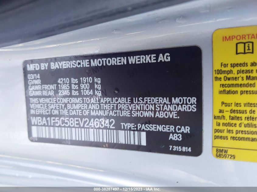 2014 BMW 228I WBA1F5C58EV246342