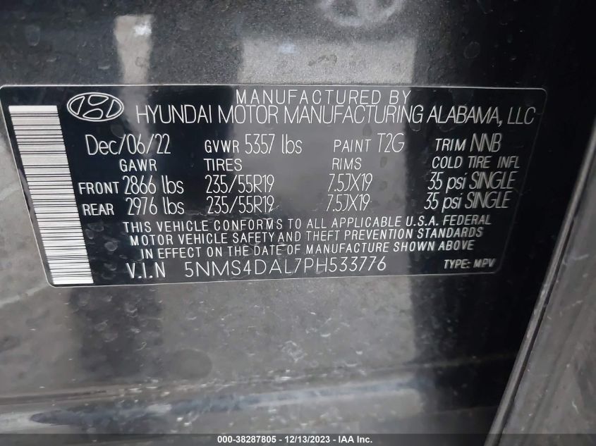 2023 HYUNDAI SANTA FE LIMITED - 5NMS4DAL7PH533776