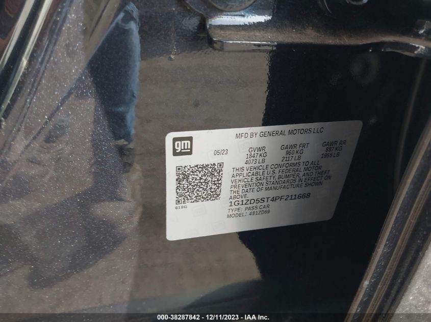 2023 CHEVROLET MALIBU FWD 1LT - 1G1ZD5ST4PF211668
