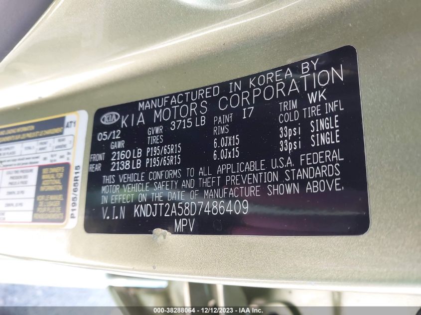 2013 KIA SOUL - KNDJT2A58D7486409