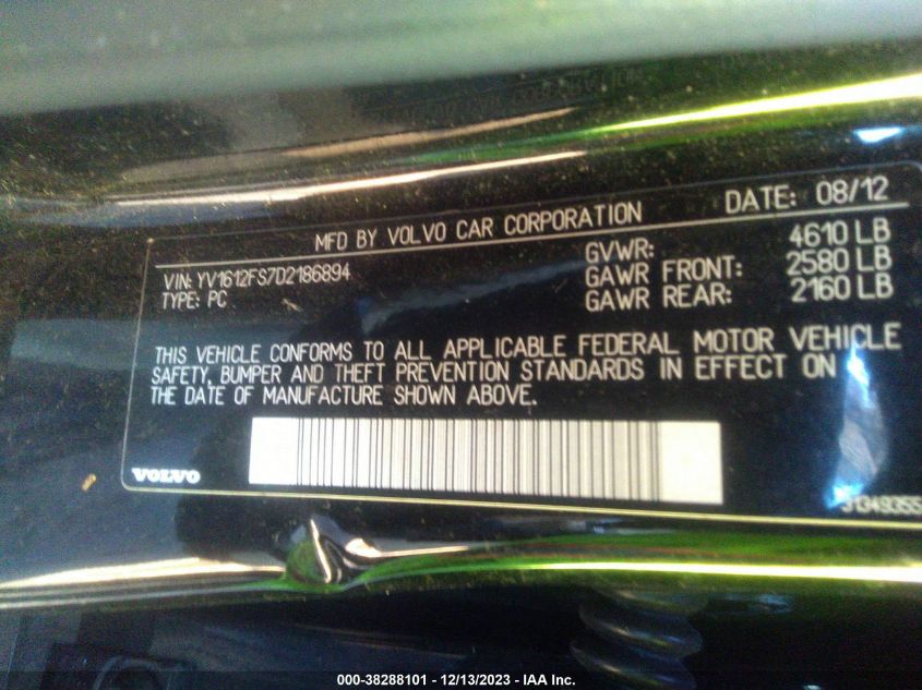 2013 VOLVO S60 T5 - YV1612FS7D2186894