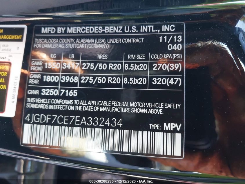 2014 MERCEDES-BENZ GL 450 4MATIC - 4JGDF7CE7EA332434