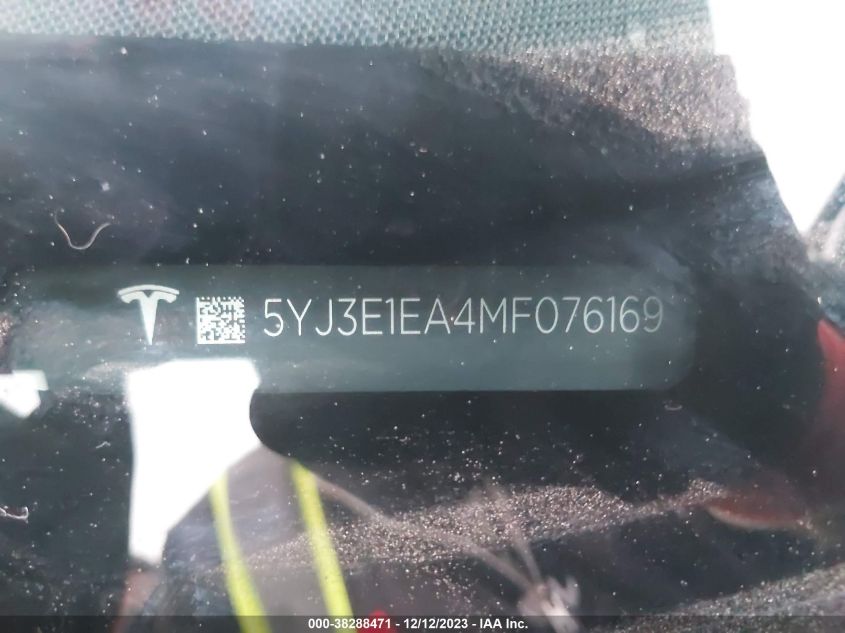 2021 TESLA MODEL 3 - 5YJ3E1EA4MF076169