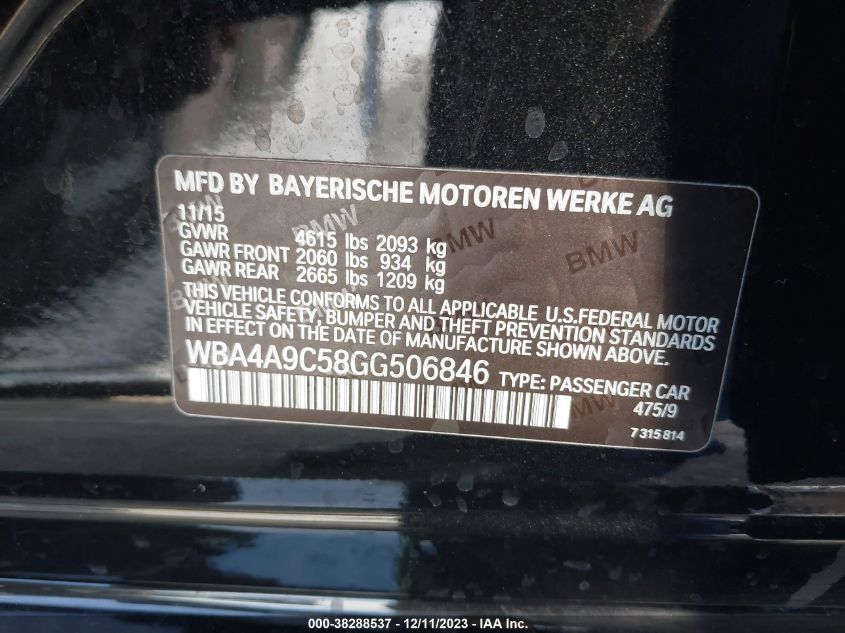 2016 BMW 428I GRAN COUPE WBA4A9C58GG506846