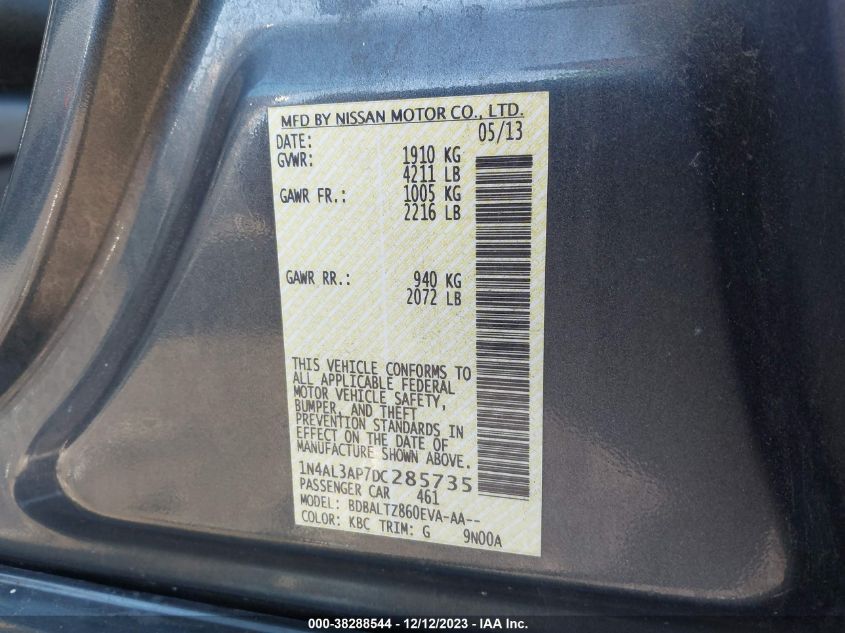 2013 NISSAN ALTIMA 2.5 SV - 1N4AL3AP7DC285735