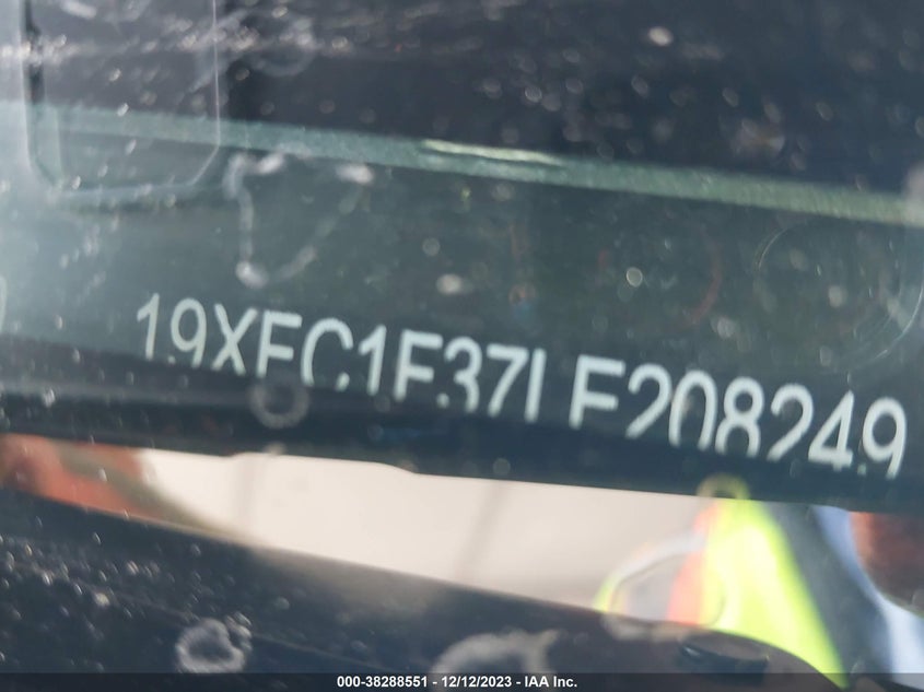 VIN 19XFC1F37LE208249 2020 HONDA CIVIC EX