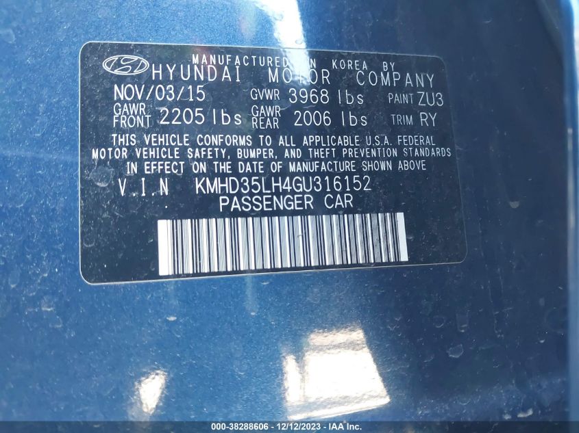 2016 HYUNDAI ELANTRA GT - KMHD35LH4GU316152