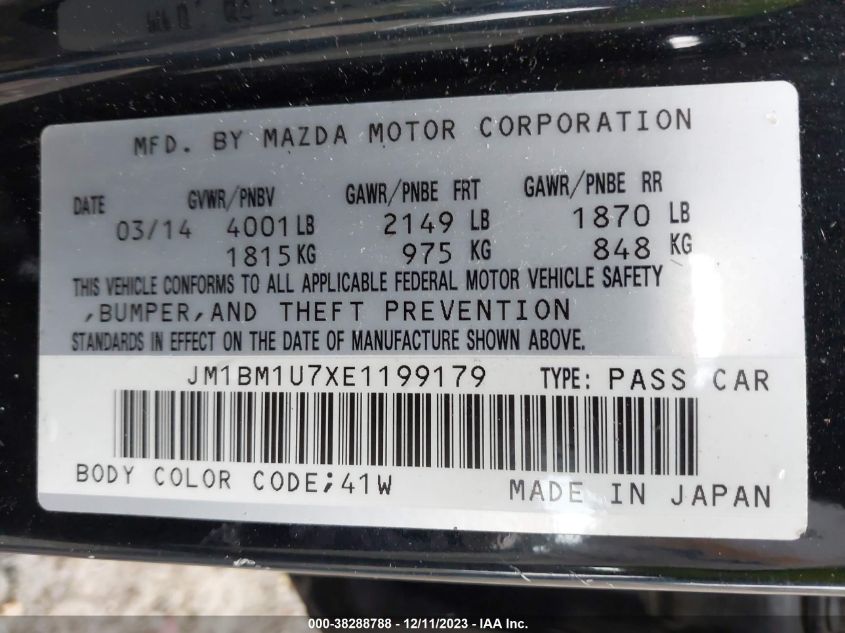 2014 MAZDA MAZDA3 I SPORT - JM1BM1U7XE1199179