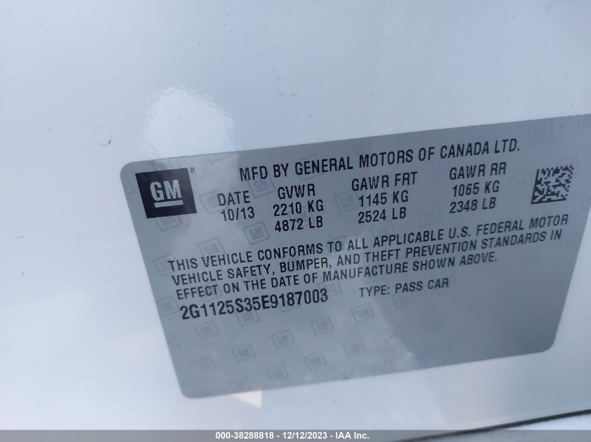 2014 CHEVROLET IMPALA LT - 2G1125S35E9187003