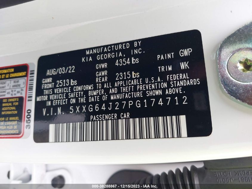 2023 KIA K5 GT-LINE - 5XXG64J27PG174712