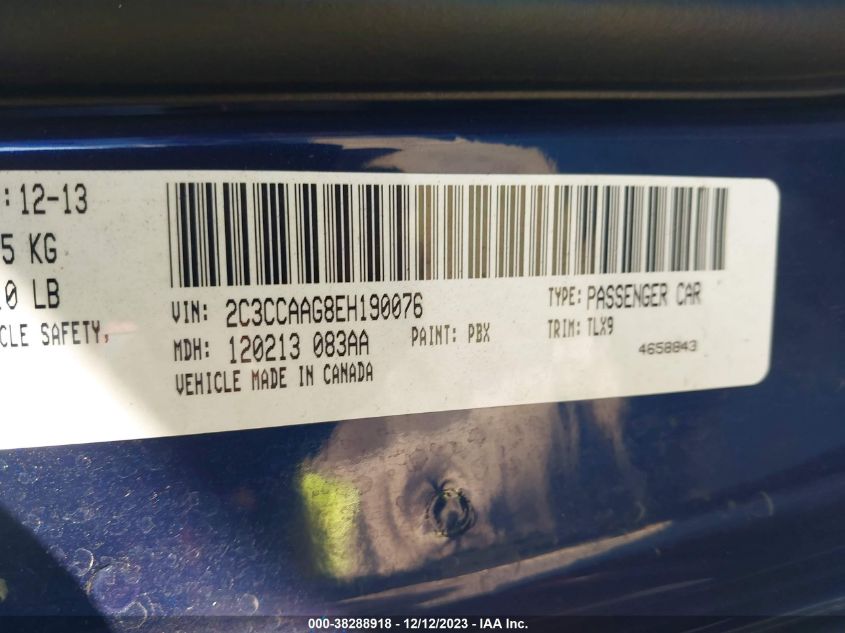 2014 CHRYSLER 300 - 2C3CCAAG8E8190076