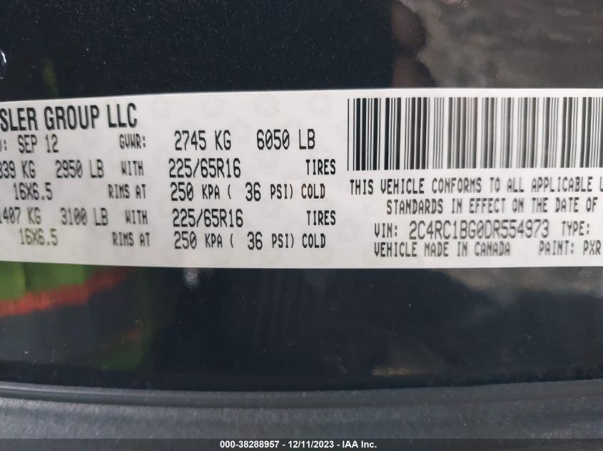 2013 CHRYSLER TOWN  COUNTRY TOURING 2C4RC1BG0DR554973