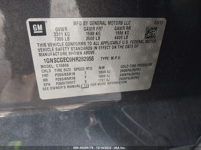 2017 CHEVROLET SUBURBAN LS - 1GNSCGEC9HR282956