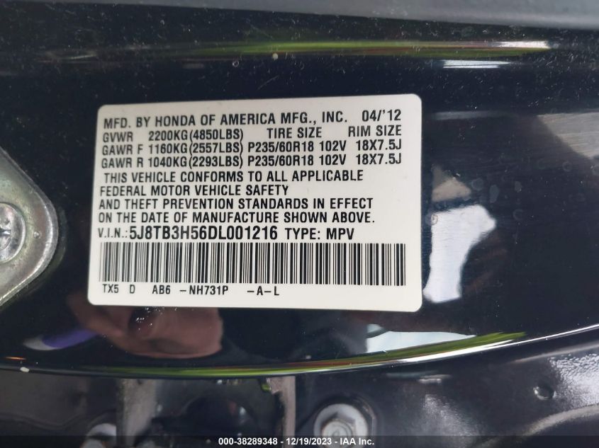 2013 ACURA RDX TECHNOLOGY - 5J8TB3H56DL001216