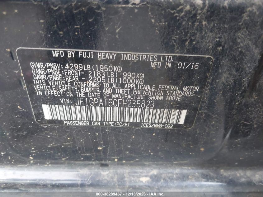 2015 SUBARU IMPREZA SPORT - JF1GPAT60FH235823