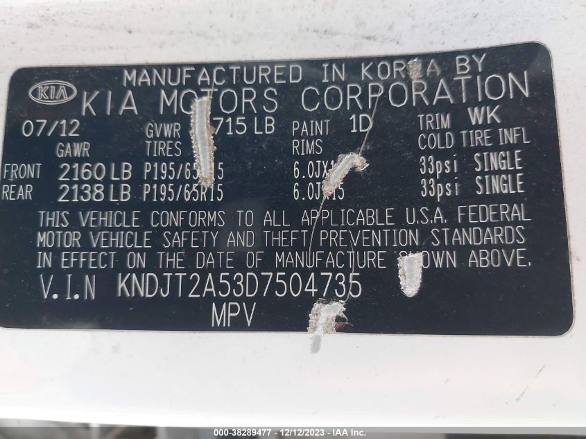 2013 KIA SOUL - KNDJT2A53D7504735